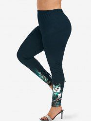 Plus Size Christmas Tree Ball Owl Snowflake Print Leggings -  