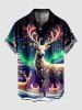 Christmas Tree Elk Ball Ombre Aurora Print Plus Size Matching Outfit For Couples -  