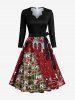 Christmas Tree Flower Snowflake Paint Drop Print Plus Size Matching Outfit For Couples -  