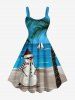 Christmas Snowman Coconut Tree Sea Sailboat Print Plus Size Matching Outfit For Couples -  