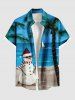 Christmas Snowman Coconut Tree Sea Sailboat Print Plus Size Matching Outfit For Couples -  