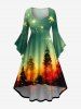 Christmas Tree Fireworks Print Plus Size Matching Outfit For Couples -  