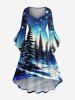 Christmas Tree Galaxy Star Print Plus Size Matching Outfit For Couples -  