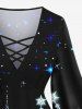 Christmas Tree Star Sparkling Sequin Glitter 3D Print Plus Size Matching Set -  