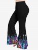 Christmas Tree Star Sparkling Sequin Glitter 3D Print Plus Size Matching Set -  