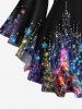 Christmas Tree Star Sparkling Sequin Glitter 3D Print Plus Size Matching Set -  