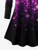 Christmas Snowflake Ombre Sparkling Sequin 3D Print Plus Size Matching Set -  