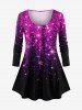 Christmas Snowflake Ombre Sparkling Sequin 3D Print Plus Size Matching Set -  