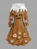 Christmas Tree Gingerbread Snowflake Santa Claus Print Plus Size Matching Outfit For Couples -  