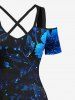 Ensemble de plage hawaïen assorti grande taille à imprimé floral pour couples - Bleu Marine 