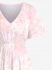 Flamingo Tropical Leaf Ombre Print Plus Size Matching Hawaii Beach Outfit For Couples -  