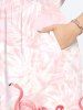 Flamingo Tropical Leaf Ombre Print Plus Size Matching Hawaii Beach Outfit For Couples -  