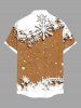 Plus Size Christmas Tree Gingerbread Snowflake Snowman Print Buttons Pocket Shirt For Men -  