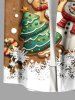 Plus Size Christmas Tree Gingerbread Snowflake Snowman Print Buttons Pocket Shirt For Men -  