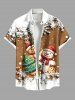 Plus Size Christmas Tree Gingerbread Snowflake Snowman Print Buttons Pocket Shirt For Men -  