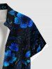 Chemise hawaïenne grande taille à imprimé floral, boutons et poches pour homme - Noir S