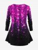 Plus Size Christmas Snowflake Ombre Sparkling Sequin 3D Print Long Sleeves T-shirt -  