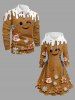 Plus Size Christmas Tree Gingerbread Snowflake Santa Claus Print Lace Up Drawstring Hoodie Dress -  