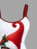 Plus Size Christmas Hat Elf Holly Print A Line Dress -  