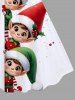 Plus Size Christmas Hat Elf Holly Print A Line Dress -  