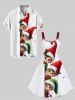 Plus Size Christmas Hat Elf Holly Print A Line Dress -  