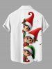 Plus Size Christmas Hat Elf Holly Print Button Pocket Shirt For Men -  