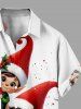 Plus Size Christmas Hat Elf Holly Print Button Pocket Shirt For Men -  