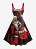 Plus Size Christmas Santa Claus Guitar Letters Print A Line Dress -  