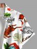 Plus Size Christmas Tree Elk Car Letters Print Button Pocket Shirt For Men -  