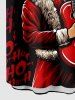 Plus Size Christmas Santa Claus Guitar Letters Print Button Pocket Shirt For Men -  