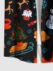 Chemise pour homme à imprimé chaussettes de Noël, flocons de neige, bonhommes de neige, élans et Père Noël - Noir S