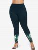 Plus Size Christmas Tree Ball Owl Snowflake Print Leggings -  