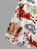 Plus Size Christmas Tree Elk Car Letters Print Button A Line Dress with Removable Belt -  