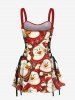 Christmas Snowflake Duck Print Lace Up A Line Dress -  