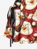Christmas Snowflake Duck Print Lace Up A Line Dress -  