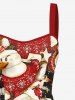 Christmas Snowflake Duck Print Lace Up A Line Dress -  