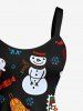 Robe trapèze imprimée motif chaussette de Noël, flocon de neige, bonhomme de neige, élan et Père Noël - Noir XS