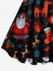 Robe trapèze imprimée motif chaussette de Noël, flocon de neige, bonhomme de neige, élan et Père Noël - Noir XS