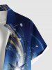 Chemise hawaïenne à poches boutons, imprimé galaxie ombré, grande taille, pour hommes - Bleu Marine 2XL