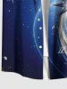 Chemise hawaïenne à poches boutons, imprimé galaxie ombré, grande taille, pour hommes - Bleu Marine 2XL