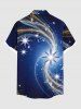 Chemise hawaïenne à poches boutons, imprimé galaxie ombré, grande taille, pour hommes - Bleu Marine 2XL