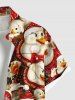 Plus Size Christmas Snowflake Duck Print Button Pocket Shirt For Men -  