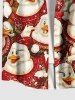 Plus Size Christmas Snowflake Duck Print Button Pocket Shirt For Men -  