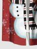 Plus Size Christmas Snowman Snowflake Print Buttons Pocket Shirt For Men -  