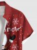 Plus Size Christmas Snowman Snowflake Print Buttons Pocket Shirt For Men -  