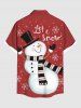 Plus Size Christmas Snowman Snowflake Print Buttons Pocket Shirt For Men -  