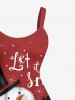 Plus Size Christmas Snowman Snowflake Print Tank Dress -  