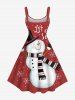 Plus Size Christmas Snowman Snowflake Print Tank Dress -  
