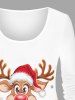 Plus Size Women's Christmas Elk Snowflake Print Long Sleeves T-shirt -  