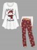 Plus Size Women's Christmas Snowman Snowflake Print Long Sleeves T-shirt -  